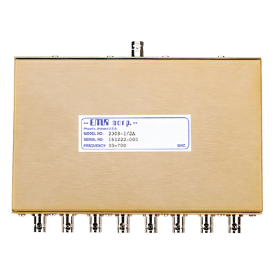 Divisor de Potencia EMR de 8 Vías, 30-700 MHz, 0.5 Watt, Conectores BNC Hembra. 2308-1/2A EMR CORPORATION