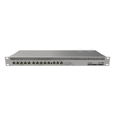 Router Rack / 13 Puertos Gigabit / Rendimiento 7.5 Gbps / CPU 4 Núcleos 1.4 GHz / IPsec Hardware 2.2 Gbps / Fuente Redundante / Licencia Nivel 6 RB1100AHX4 MIKROTIK
