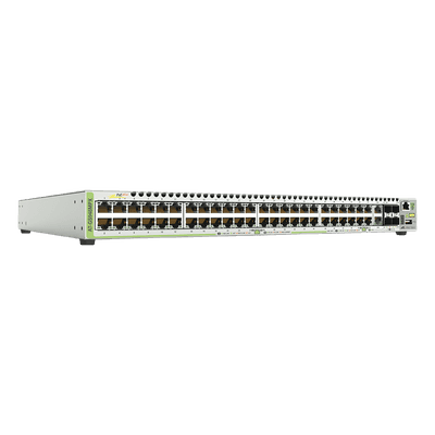 Switch PoE+ Stackeable Capa 3, 48 puertos 10/100/1000 Mbps + 2 puertos SFP Combo + 2 puertos SFP+ 10 G Stacking, 370 W AT-GS948MPX-10 ALLIED TELESIS