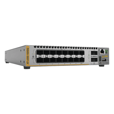 Switch Stackeable Capa 3 / 16x SFP+ 1/10G / 2x QSFP 40G / 357.1 Mpps / 1U Rackmount AT-X550-18XSQ-10 ALLIED TELESIS