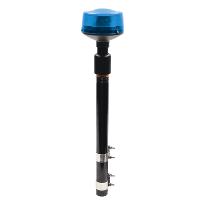 Luz Telescópica LED / 9 LEDs 3W / 25 Patrones de Destello / 10-30 VCC / 64-104 cm (25.2-40.9 in) / Azul