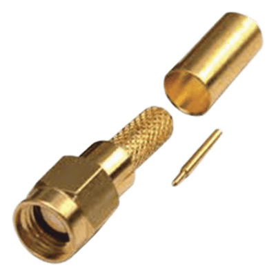 Conector RF SMA Macho / Anillo Plegable / Cables RG-142/U y LMR-195 / Cuerpo Bronce Oro / Aislante Teflón RSA-3000-1C1 RF INDUSTRIES,LTD