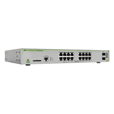 Switch PoE+ Administrable Capa 3 / 16 Puertos Gigabit + 2 SFP / 247 W PoE / 36 Gbps / 26.8 Mpps AT-GS970M/18PS-R-10 ALLIED TELESIS