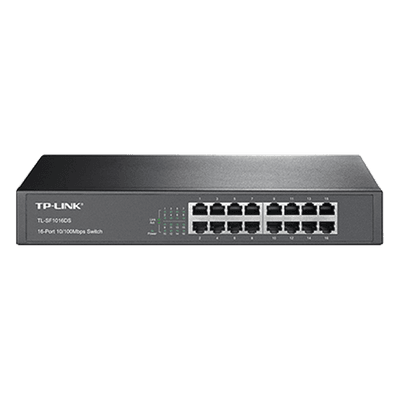 Switch / 16 Puertos / 10/100 Mbps / Escritorio y Rack / 13 Pulgadas / Sin Ventilador TL-SF1016DS TP-LINK