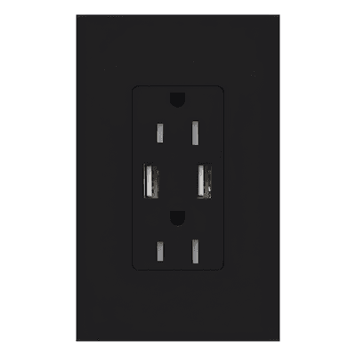 Tomacorriente de Pared / 15 A / 2 Puertos USB Tipo A / 3.8 A / Resistente a Manipulaciones / Color Midnight