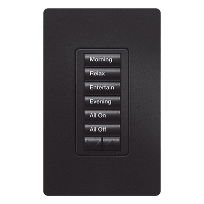 Teclado de pared / 6 botones + subir-bajar / retroiluminado / 120 V~ / RF 431-437 MHz / requiere neutro / RadioRA 2 / negro RRDW6BRLBL LUTRON ELECTRONICS