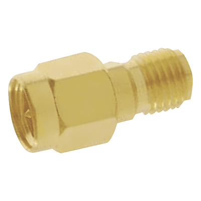Adaptador en Línea / SMA Macho a SMA Hembra Inverso / Cuerpo Bronce Oro / Contacto Oro / Aislante Teflón ACX1247-ND SYSCOM