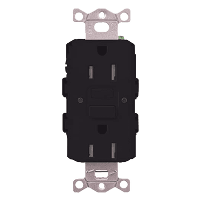 Tomacorriente GFCI / 15 A / 125 V~ 60 Hz / Autoprueba continua / Disparo 4-6 mA / Resistente a manipulaciones / Negro CAR-15-GFST-BL-S LUTRON ELECTRONICS