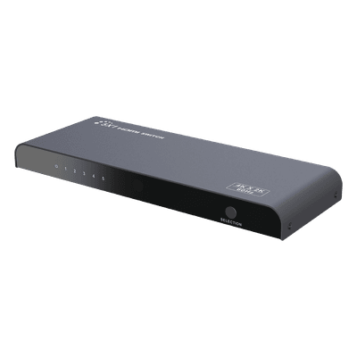 Switch Conmutador HDMI de 5 entradas a 1 salida / 4K @ 60Hz / HDMI 2.0 / HDCP 2.0 / HDMI 3D / Soporta audio estándar, DSD (Direct Stream Digital) y HD (HBR) / Diferentes modos de conmutación, Manual, Control Remoto y RS232. TT501V2.0 EPCOM TITANIUM