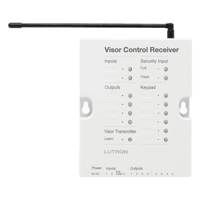 Receptor de Control de Visera / 4 Salidas de Contacto Seco / 2 Entradas de Contacto Seco / Entrada de Seguridad / Hasta 10 Transmisores / RadioRA 2 RRDVCRXWH LUTRON ELECTRONICS
