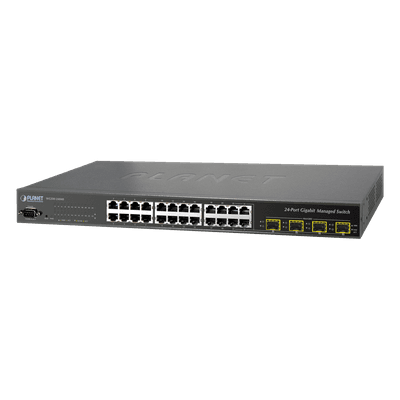 Switch Administrable L2+ / 24 Puertos Gigabit / 4 Puertos Combo SFP / Enrutamiento Estático L3 / Doble Fuente de Alimentación