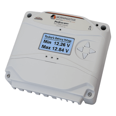 Controlador de Carga Solar MPPT / 25 A / LCD / TrakStar 99% / 12V-24V / 1100 W / 3.6 ft PSMPPT25M MORNINGSTAR
