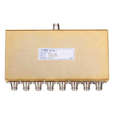 Divisor de Potencia / 8 Vías / 30-700 MHz / 0.5 W / Conectores N Hembra / 41 x 224 x 152 mm / 1.35 x 7.35 x 4.99 ft 2308-0/2A EMR CORPORATION