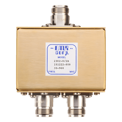 Divisor de Potencia RF / 2 Vías / 30-960 MHz / 0.5 W / N Hembra / 1.5x2.8x3.5 in 2302-0/2A EMR CORPORATION