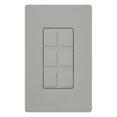 Marco de 6 puertos / Conectores snap-in / Incluye 6 insertos ciegos / Acabado brillante gris / Línea Claro / Placa CW-1-GR por separado CA6PFGR LUTRON ELECTRONICS