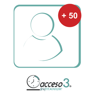 Expansión de Licencia / 50 Empleados Adicionales / Software de Control de Asistencia / Integración Nómina México / Compatible Relojes Checadores TITANIUM50EMP AccessPRO
