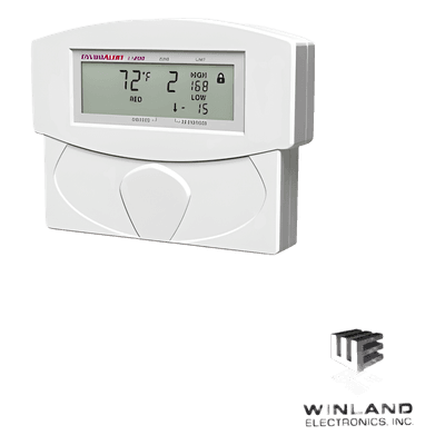 Detector de temperatura y humedad / 2 zonas / LCD / 2 relés NA/NC / -50°C a 150°C / 6 x 4.75 x 1.25 in EA200-12 WINLAND ELECTRONICS