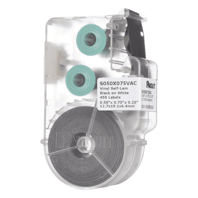Casete de Etiquetas Autolaminadas / 12.7 x 19.1 mm / 450 Etiquetas / Cables 2-4 mm / Área Blanca S050X075VAC PANDUIT