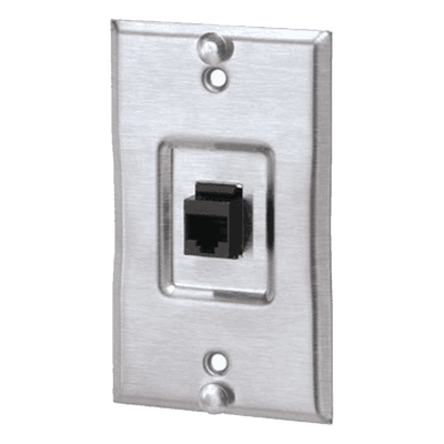Placa de Pared / 1 Puerto Keystone / Cat5e / Acero Inoxidable / 2.74 x 4.50 pulgadas KWP5EY PANDUIT