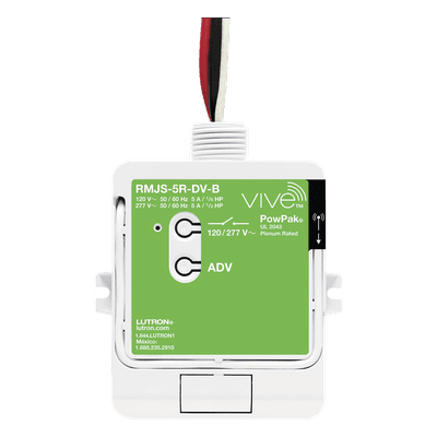 Módulo de Relevador Inalámbrico / 5 A / 120/277 V / Softswitch / RF 9 m (29.5 ft) a través de muros / Hasta 10 Controles y Sensores / Memoria ante Fallas RMJS5RDVB LUTRON ELECTRONICS
