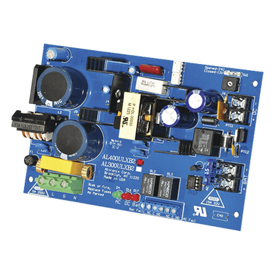 Fuente de alimentación tipo tarjeta / Salida seleccionable 12V@4A o 24V@3A / Respaldo con cargador integrado / Relé de supervisión / 115VAC 60Hz AL400ULXB2 ALTRONIX