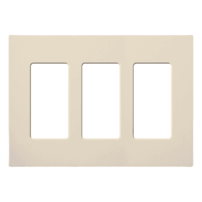Placa de pared Claro / 3 espacios / 16.7 cm de ancho / sin tornillos visibles / apertura estilo Designer / almendra claro brillante CW3LA LUTRON ELECTRONICS