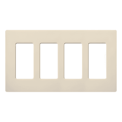 Placa de pared Claro / 4 espacios / apertura Designer / sin tornillos visibles / ancho 213 mm / acabado gloss almendra claro CW4LA LUTRON ELECTRONICS
