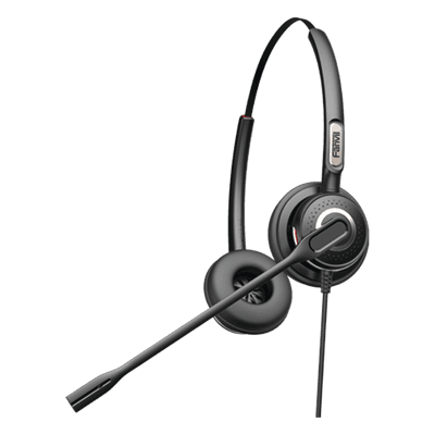 Diadema binaudal (duo) con tecnología antishock para teléfonos IP FANVIL y Polycom con micrófono de cancelación de ruido, larga durabilidad