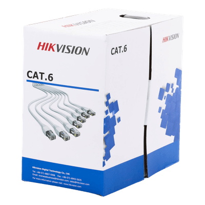 Bobina de Cable / Cat 6 / 100% Cobre / 305 m (1000 pies) / 24 AWG / 250 MHz / Interior CMX / Blanco DS-1LN6-UE-W HIKVISION