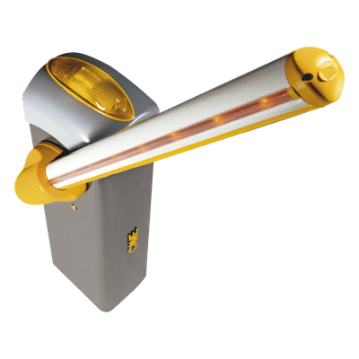 Kit de barrera GARD 4 con mástil Italiano / Izquierda y derecha configurable en campo / Incluye Iluminación LED Rojo/Verde / Pluma de 3.75 m / Cúpula con iluminación LED / Resorte Rojo CAME