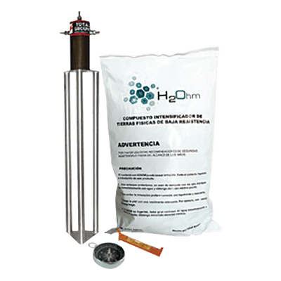 Kit antivandálico de puesta a tierra / 45 A / Resistencia <2 ohm / Electrodo magnetoactivo / Filtro LCR / Compuesto H2Ohm TG-45AB-AI TOTAL GROUND