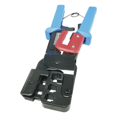 Pinza para Plegar Conectores con Cavidades para RJ45 (8P8C), RJ11 (6P4C) y RJ9 (4P4C). Mecanismo para Plegado Asegurado. EP-376M EPCOM POWERLINE