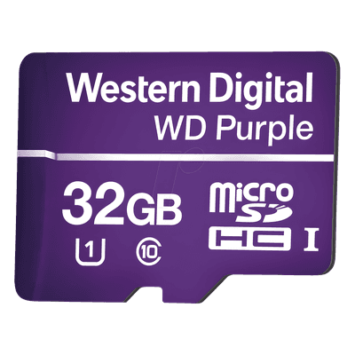 Memoria microSD / 32 GB / Especializada Videovigilancia / Lectura 80 MB/s / Escritura 50 MB/s / -25 °C a 85 °C (-13 °F a 185 °F) WD32MSD Western Digital (WD)