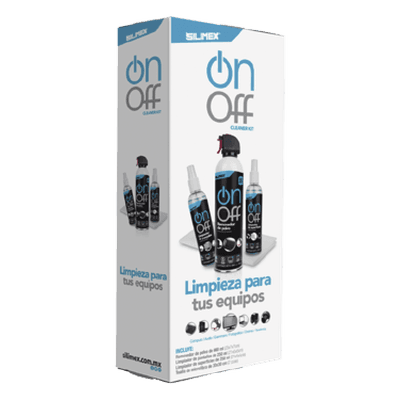 Kit de Limpieza para Electrónicos / 4 Productos Especializados / Aire Comprimido 660 ml / 2 Limpiadores 250 ml / 2 Microfibras 30x30 cm ON-OFF-CLEANER-PACK SILIMEX