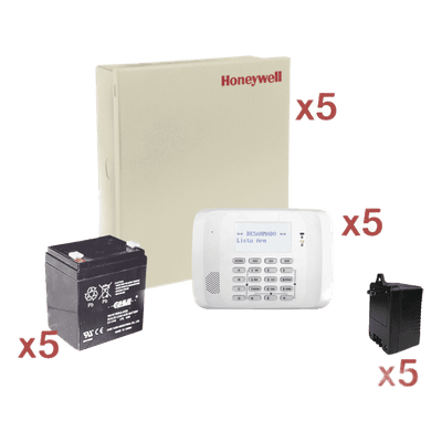 Kit de 5 paneles VISTA-48LA / 8 zonas cableadas + 40 inalámbricas c/u / teclado 6162RF / batería y transformador incluidos / sin comunicador VISTA48-KIT5 HONEYWELL HOME RESIDEO