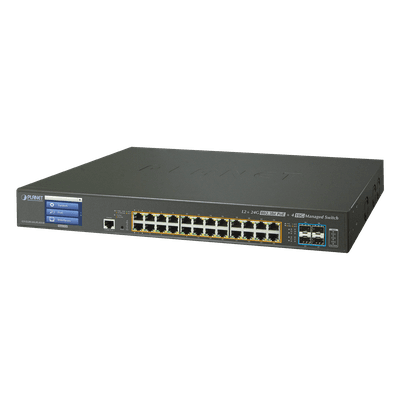 Switch Administrable L3 24 puertos 10/100/1000 Mbps c/Ultra PoE 400 Watts, 4 Puertos 10G SFP+ GS-5220-24UP4X PLANET