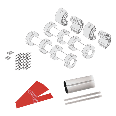 Kit de Mástil para Barrera Vehicular / 8 m (26.2 ft) / 2 Secciones Tubulares 4 m (13.1 ft) / Junta Telescópica / Tiras Reflectantes