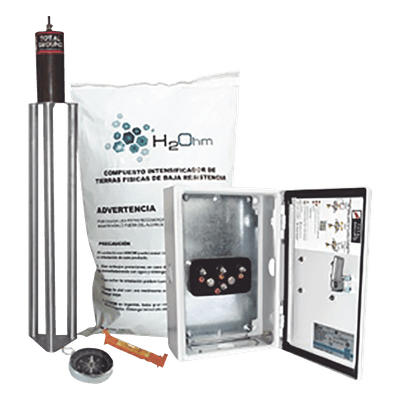 Kit de puesta a tierra antivandálico / 45 A / Resistencia <2 ohm / Acoplador 900 A / NEMA 4 / Compuesto orgánico H2Ohm TG-45K-AI TOTAL GROUND