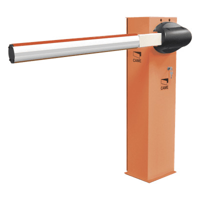 Kit de barrera vehicular CAME G3750 / Gabinete naranja / Incluye mástil de 4 metros sin iluminación / Incluye resorte 001G04060 (Resorte verde) KT-G3750N CAME
