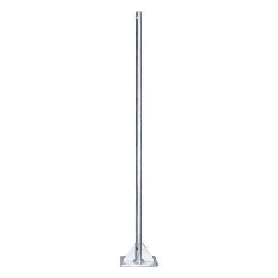Mástil de Acero / 2 m (6.6 ft) de Altura / Tubo 2" Calibre 18 / Base 30 x 30 cm / Galvanizado por Inmersión en Caliente / Opresor Integrado