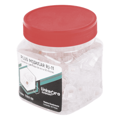 Plug Modular RJ11 / 4 Contactos / Chapado Oro 50 Micras / Paquete 100 Piezas TCRJ11-100 LINKEDPRO BY EPCOM
