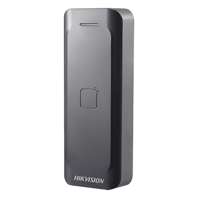 Lector de Tarjetas PROX EM / Exterior IP65 / Wiegand W26/W34 / Perfil Delgado 0.67' / LED y Zumbador / -20°C a 65°C DS-K1802E HIKVISION