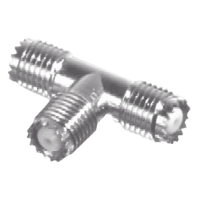 Adaptador RF en T / Triple Mini-UHF Hembra / Cuerpo Níquel / Contactos Plata / Dieléctrico Teflón RFU-632 RF INDUSTRIES,LTD