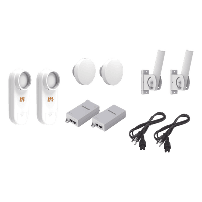 Kit de 2 radios C5X con 2 antenas de (12 dBi), rango de frecuencia extendida (4.9 a 6.4 GHz), incluye inyector POE, cable de alimentación y 2 FLEXIMOUNT-XL para alineación, distancia de hasta 3 km C5X-PTP-KIT1 MIMOSA NETWORKS