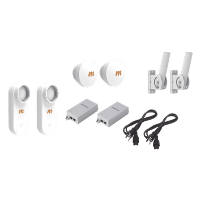 Kit de 2 radios C5X con 2 antenas de (16 dBi), rango de frecuencia extendida (4.9 a 6.4 GHz), incluye inyector POE, cable de alimentación y 2 FLEXIMOUNT-XL para alineación, distancia de hasta 6 km C5X-PTP-KIT2 MIMOSA NETWORKS