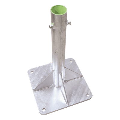Base para Mástil / 30 x 30 cm / Tubo 50 cm (19.7 in) / Galvanizado en Caliente / Tornillos Opresores 3/8'' / Mástiles 1'' a 2'' SLM-BA-7G SYSCOM TOWERS