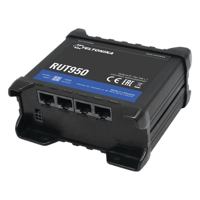 Router LTE dual SIM, 4 puertos Ethernet, conectorizado, Bandas B1, B2, B3, B4, B5, B7, B8, B28 RUT950 TELTONIKA