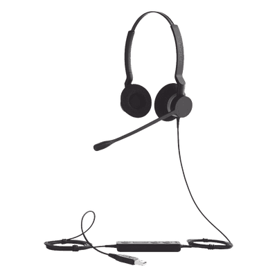 Auriculares USB / Diadema Binaural / Cancelación de Ruido / PeakStop 118 dB / Brazo FreeSpin 360° / Cable Reforzado BIZ-2300-DUO-USB-UC JABRA