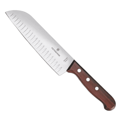 Cuchillo Santoku / Hoja 17 cm / Filo con Alvéolos / Mango de Pino Modificado / 0.103 kg / Fabricación Suiza 6.8520.17G VICTORINOX