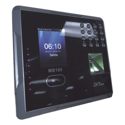 Terminal Biométrica Facial / 1,500 Usuarios / Pantalla 2.8" / TCP-IP USB / Control 1 Puerta / ADMS MB160ID ZKTECO